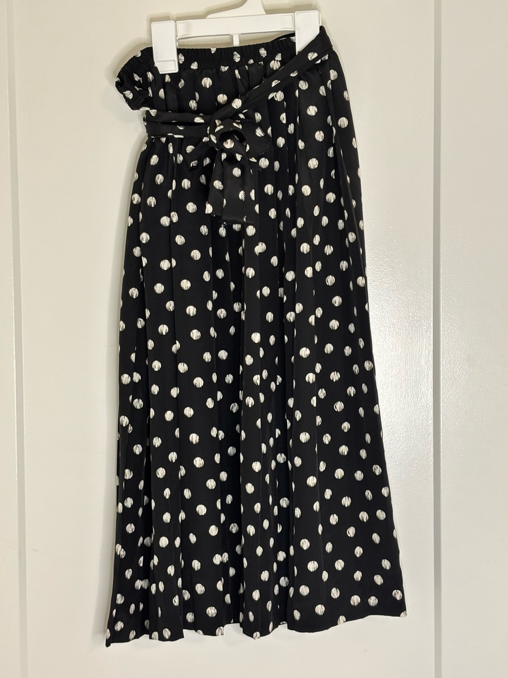 Vintage Retro 80s 12P Black Polka Dot Maxi Skirt w/ Tie Waist Twee Indie Sleez